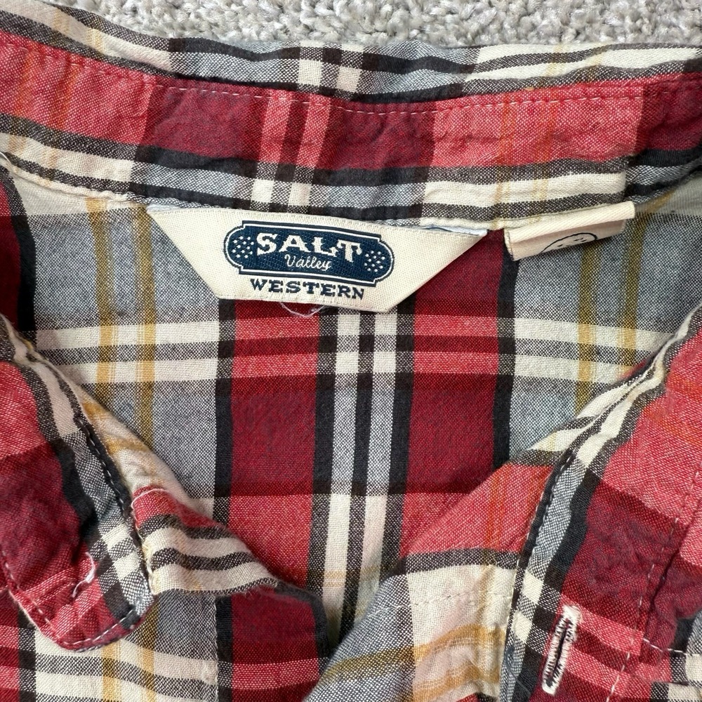 Salt Valley Long‎ Sleeve Pearl Snap Western Button Front Shirt Mens Large Plaid - Picture 9 of 12